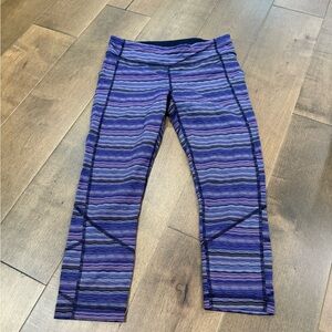 Striped Purple and black lululemon leggings size 8
